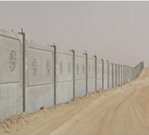 Precast boundary wall in the middle of the desert